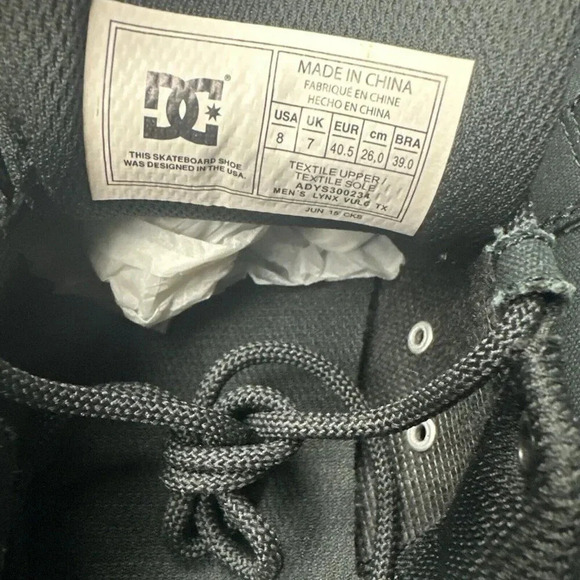 DC LYNX VULC TX Black Skateboard Street Low ADYS300234 Sneakers shoes Me… - Picture 15 of 17